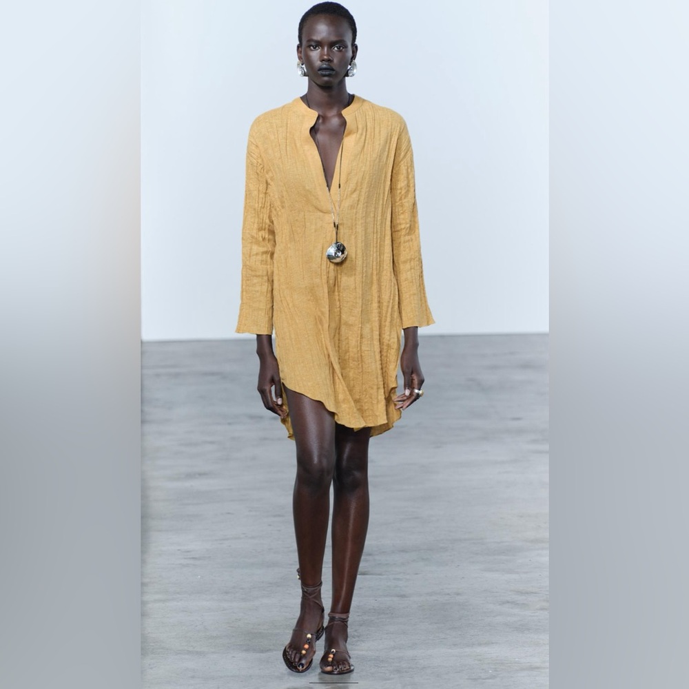 Zara Pleated Linen Tunic. New With Tags.
